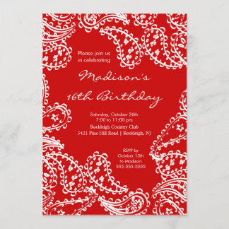 Trendy Paisley 16 . Geburtstag Einladung zum Gebur