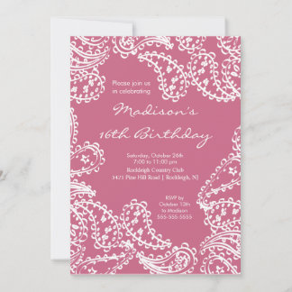 Trendy Paisley 16 . Geburtstag Einladung zum Gebur