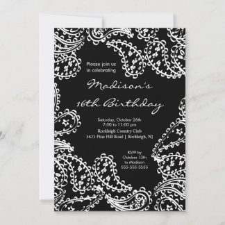 Trendy Paisley 16 . Geburtstag Einladung zum Gebur