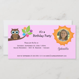 Trendy Party Owl Foto Einladend Rosa Hintergrund