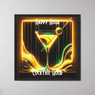 Trendy Party Time Neon Personalisiert Leinwanddruck