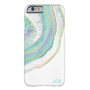 Trendy Pastel Aqua Agate mit beliebigen Monogramme Barely There iPhone 6 Hülle