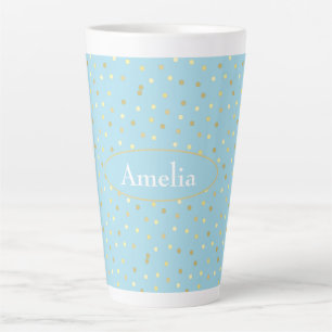 Trendy Pastel Blue Gold Confetti Dots Milchtasse