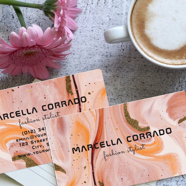 Trendy Pastel Marble Agate Gold Fashion Stylist Visitenkarte (Von Creator hochgeladen)