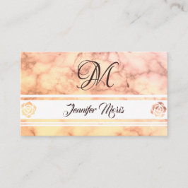 Trendy Pastel Orange Marmor mit Ihrem Monogramm Visitenkarte