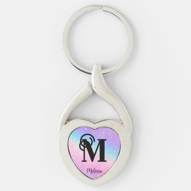 Trendy Pastel Pink und Lila Schlüsselanhänger (Vorderseite)