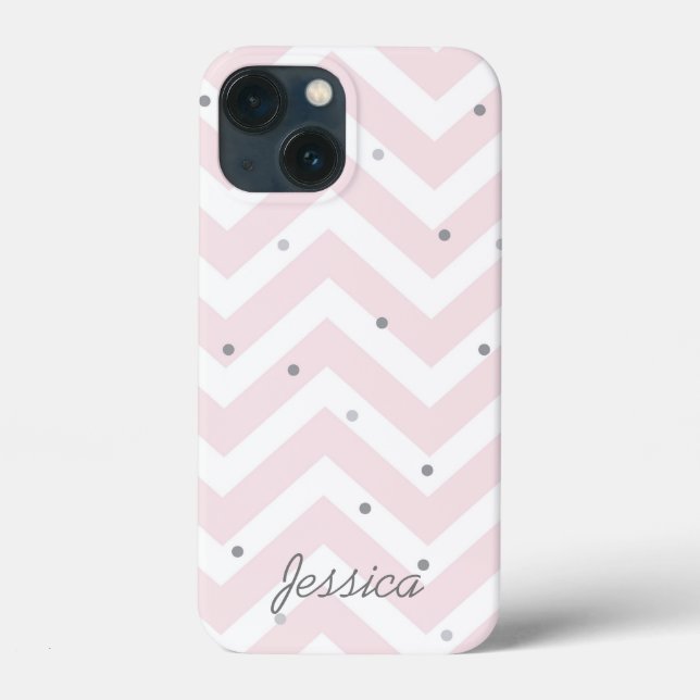 Trendy Pastel Pink Zickzack Dotty Personalisiert Case-Mate iPhone Hülle (Rückseite)