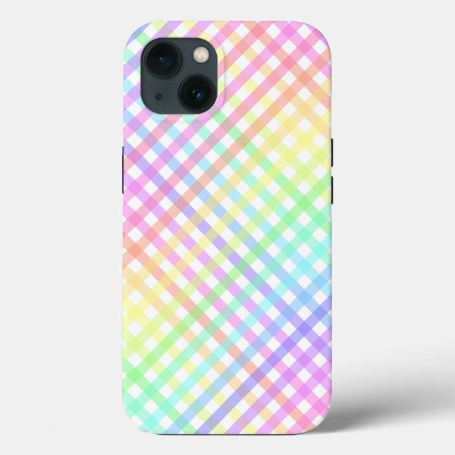 Trendy Pastel Rainbow Kariert Ombre Muster Case-Mate iPhone Hülle (Rückseite)