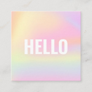 Trendy Pastel Rainbow Unicorn Gradient Hello Squar Quadratische Visitenkarte