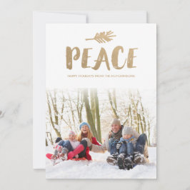 Trendy Peace Holiday Foto Cards - Gold Feiertagskarte