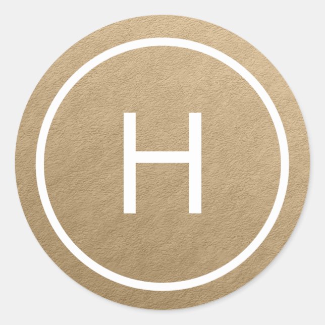Trendy Peace Round Monogram Stickers - Gold (Vorderseite)