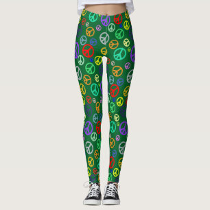 Trendy Peace Symbol Pattern in vielen lustigen Far Leggings