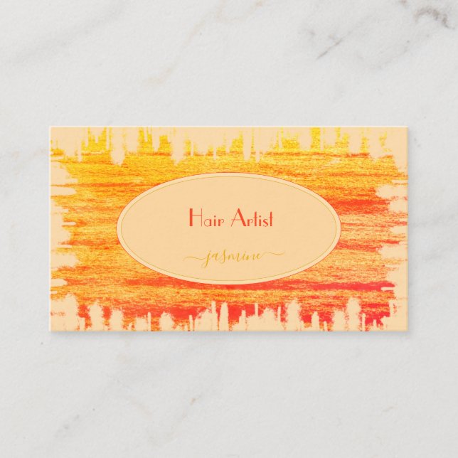 Trendy Peach Orange Texture Print Chair Studio Visitenkarte (Vorderseite)