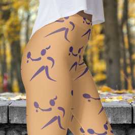 Trendy Peach Womens Tennis Pattern Leggings
