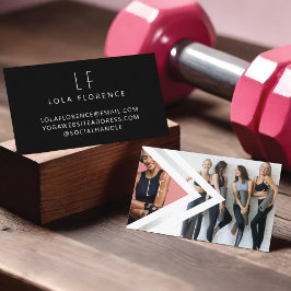Trendy Personal Fitness Trainer 2 Foto Monogram Visitenkarte