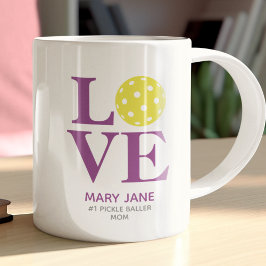 Trendy Personal LIEBE Raspberry Lila Pickleball Kaffeetasse