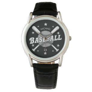 Trendy Personalisiert Baseball Name und Nummer Armbanduhr