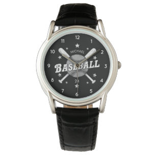 Trendy Personalisiert Baseball Name und Nummer Armbanduhr