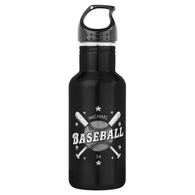 Trendy Personalisiert Baseball Name und Nummer Edelstahlflasche (Vorderseite)