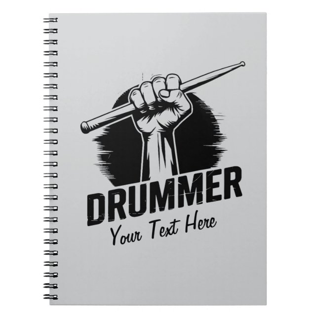 Trendy Personalisiert Drummer Faust mit Drumsticks Notizblock (Vorderseite)