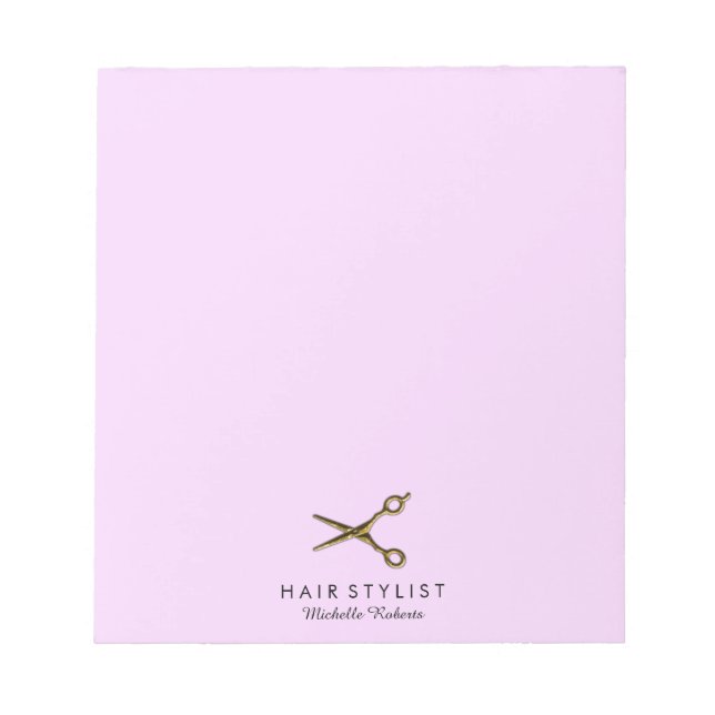 Trendy Personalisiert Gold Scissors Hair Salon Notizblock (Vorderseite)