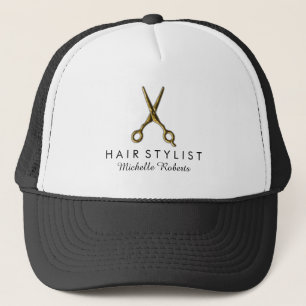 Trendy Personalisiert Gold Scissors Hair Salon Truckerkappe