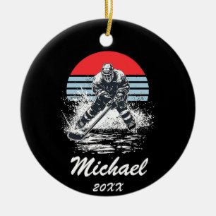 Trendy Personalisiert Hockey Player Name Keramik Ornament