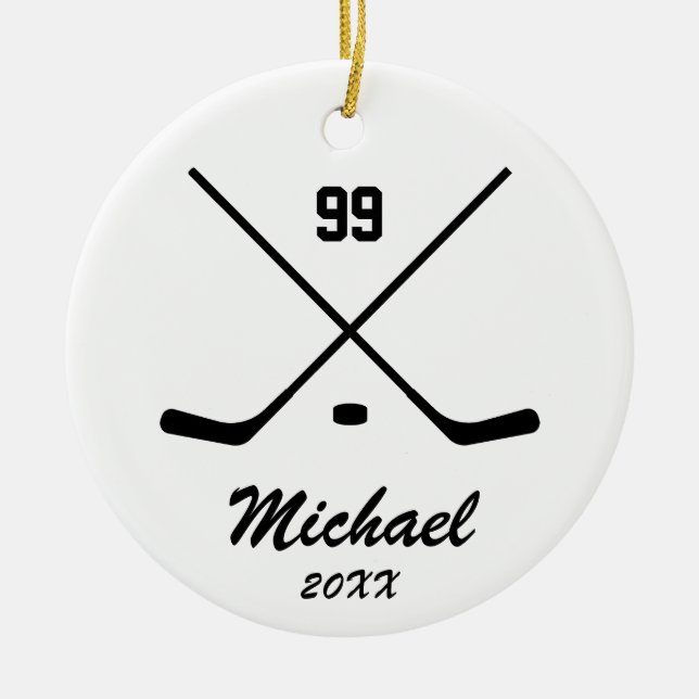 Trendy Personalisiert Hockey Player Name Number Keramik Ornament (Vorne)