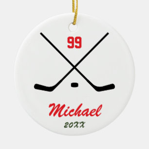Trendy Personalisiert Hockey Player Name Number Keramik Ornament