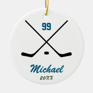 Trendy Personalisiert Hockey Player Name Number Keramik Ornament