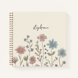 Trendy Personalisiert Name Watercolor Wildblume Notizbuch