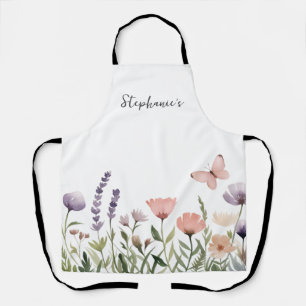 Trendy Personalisiert Name Watercolor Wildblume Schürze