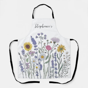 Trendy Personalisiert Name Watercolor Wildblume Schürze