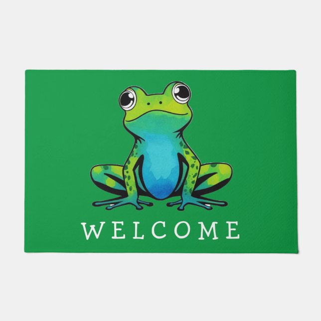 Trendy Personalisiert Niedlich Happy Frog Willkomm Fußmatte (Vorderseite)