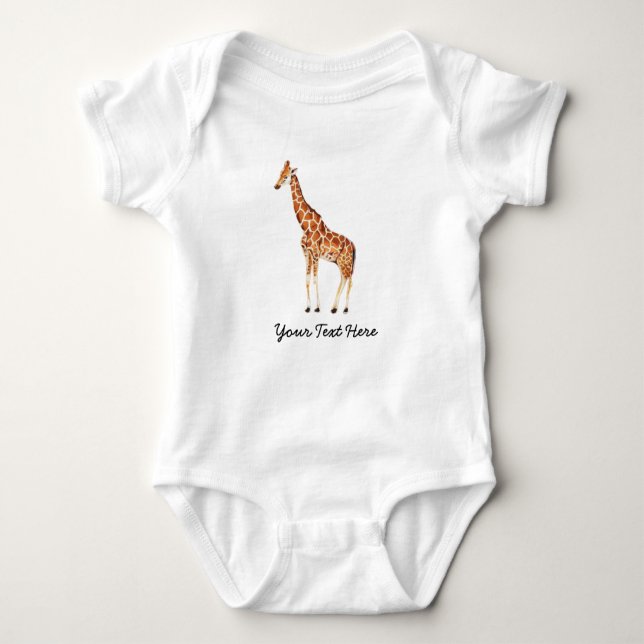 Trendy Personalisiert Safari Animal niedlich Giraf Baby Strampler (Vorderseite)