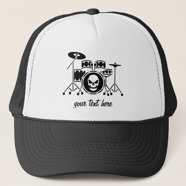 Trendy Personalisiert skull Drum Set Music Drummer Truckerkappe (Vorderseite)
