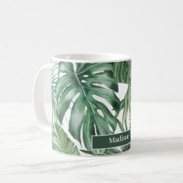 Trendy Personalisiert Tropical Monstera Blätter Kaffeetasse