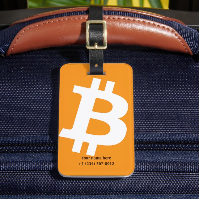 Trendy Personalisiertes Bitcoin Orange Logo Gepäckanhänger (Vorderseite Insitu 2)