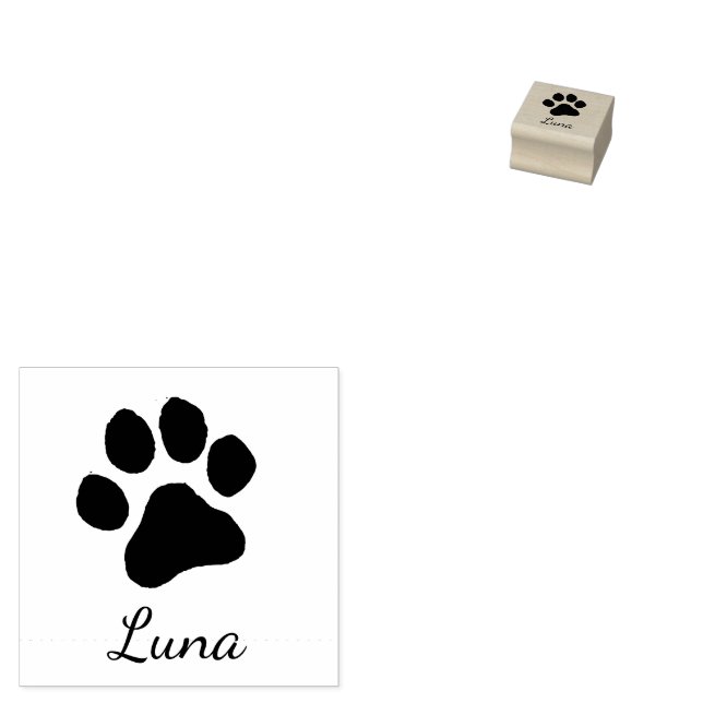 Trendy Personalized Dog Pet Paw Print Cute        Gummistempel (Stempel)