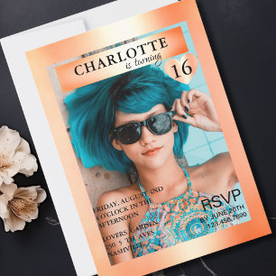 Trendy Pfirsich Magazine Cover-Photo Inspirierte Einladung