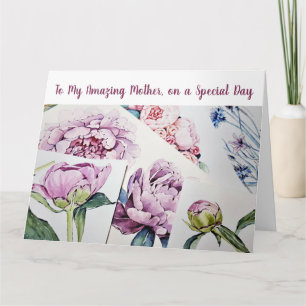 Trendy Phantastisch Mother Liebe Watercolor Blume Karte
