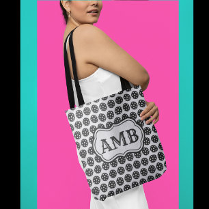 Trendy Pickleball Black & White 3 Letter Monogram