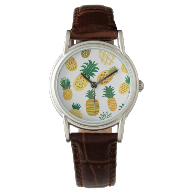 Trendy Pineappel Pattern Armbanduhr (Vorderseite)