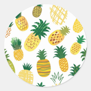 Trendy Pineappel Pattern Runder Aufkleber