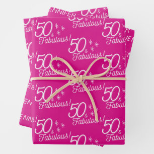 Trendy Pink 50 und fabelhaft Geschenkpapier Set