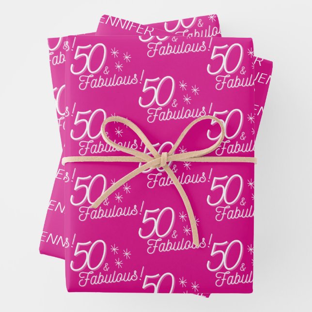 Trendy Pink 50 und fabelhaft Geschenkpapier Set (Beispiel)