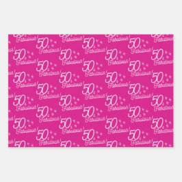 Trendy Pink 50 und fabelhaft Geschenkpapier Set