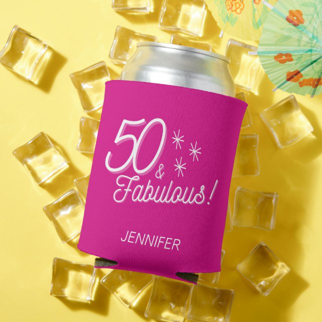 Trendy Pink 50 und prächtig Geburtstag Dosenkühler (In Situ Sommer)