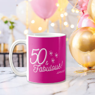 Trendy Pink 50 und prächtig Geburtstag Kaffeetasse