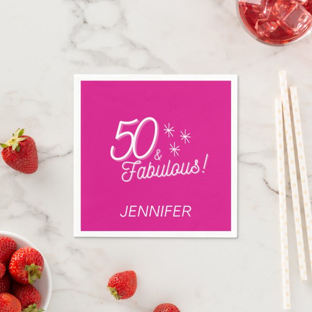 Trendy Pink 50 und prächtig Geburtstag Serviette (Beispiel)